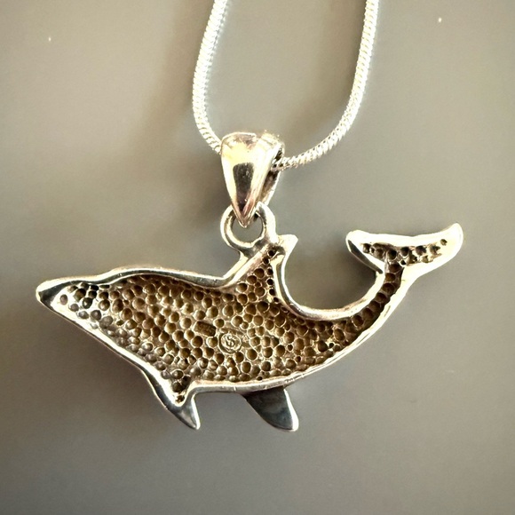 Dolphin Pendant Sterling Silver 925 With SS Plate Chain - Picture 3 of 5